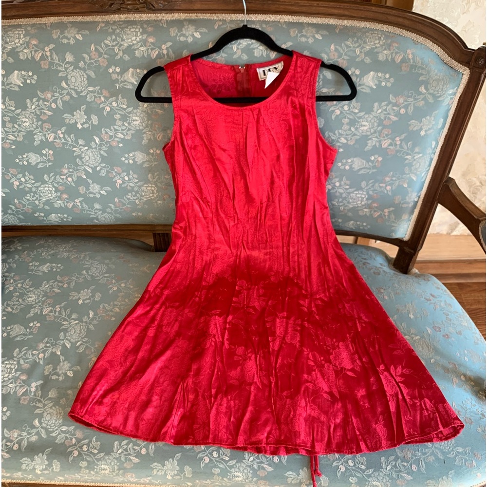 Red Silky y2k Dress Corset Tie Back